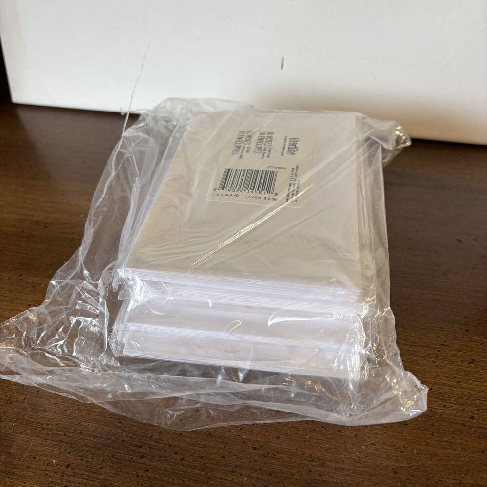 Hallmark Heartline Stationery 60 Single-Panel Cards w/ Envelope White Blank